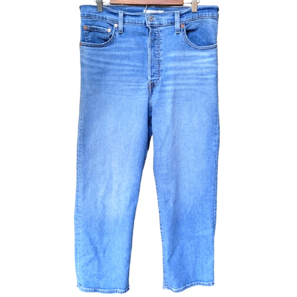 Levi's Ribcage Straight Ankle Jeans Blue High Rise Size 32